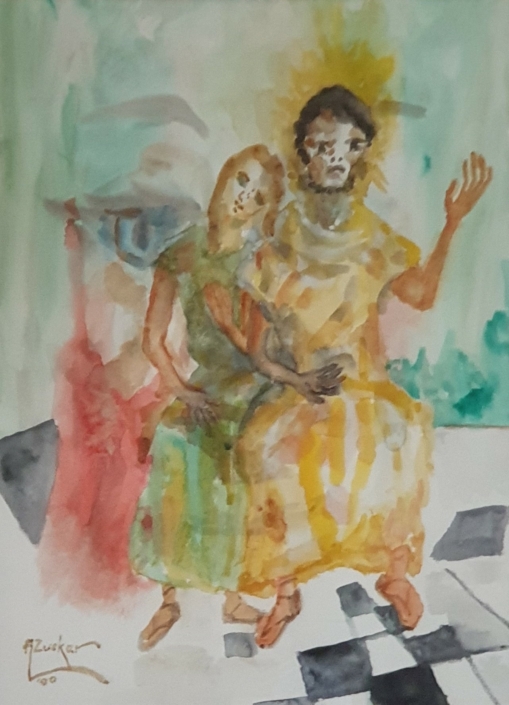 David and Bat Sheba - Water Colors (40x30cm, 1990)