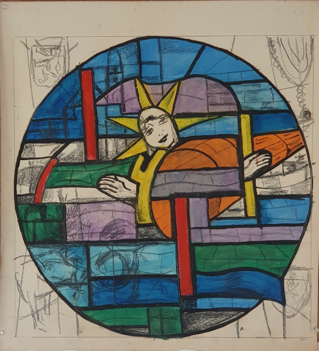 Study for Stained Glass panel (unfinished draft) - Water Colors (59x59cm)