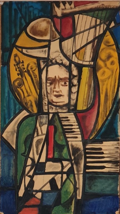 Study for Stained Glass panel - Water Colors (53x30cm)