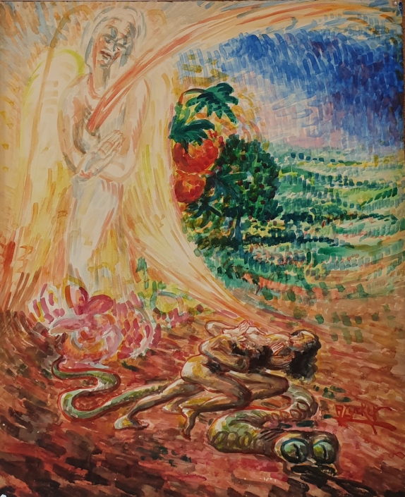 Banishment from the Garden of Eden - Water Colors (76x63cm)