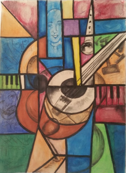 Study for Stained Glass panel - Water Colors