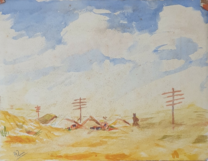 Camp in the desert - Water Colors (24x32cm)