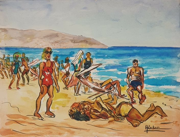 At the beach - Water Colors (28x37cm)