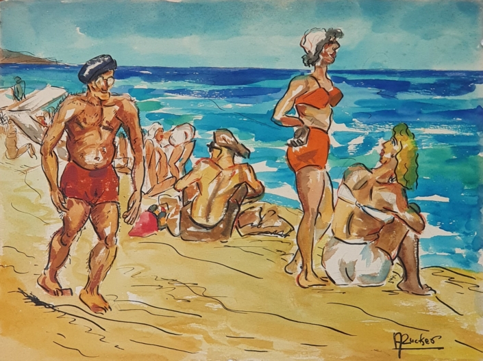 At the beach - Water Colors (28x37cm)