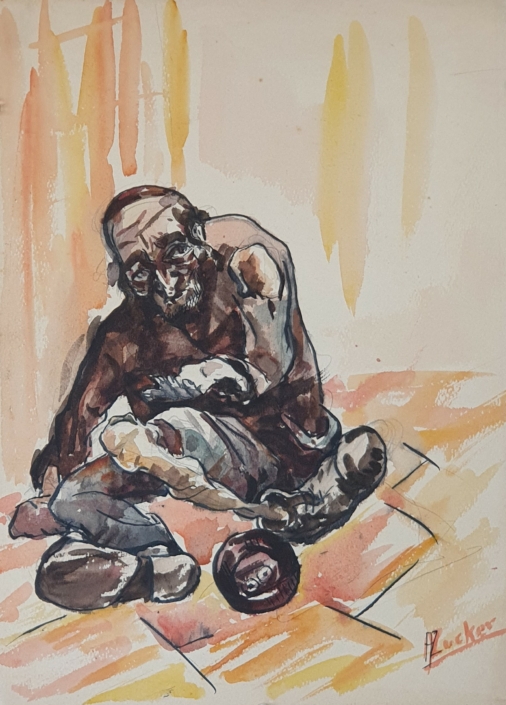 Beggar - Water Colors (38x28cm)