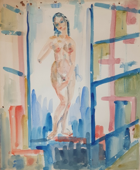 Woman (unsigned) - Water Colors (46x38cm)