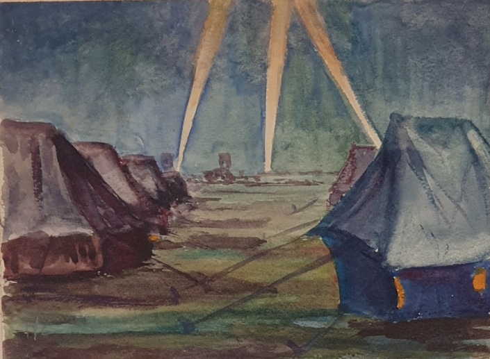 Camp at night - Water Colors (19x25cm)