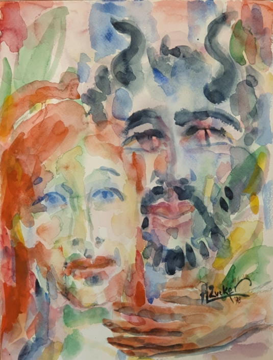 Satyr and Muse - Water Colors (41x31cm, 1978)