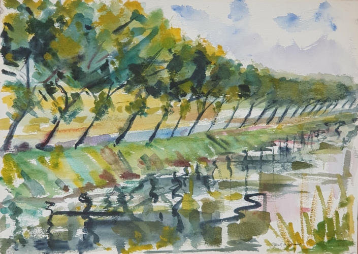 Damme canal - Belgium - Water Colors (30x42cm, 1971)