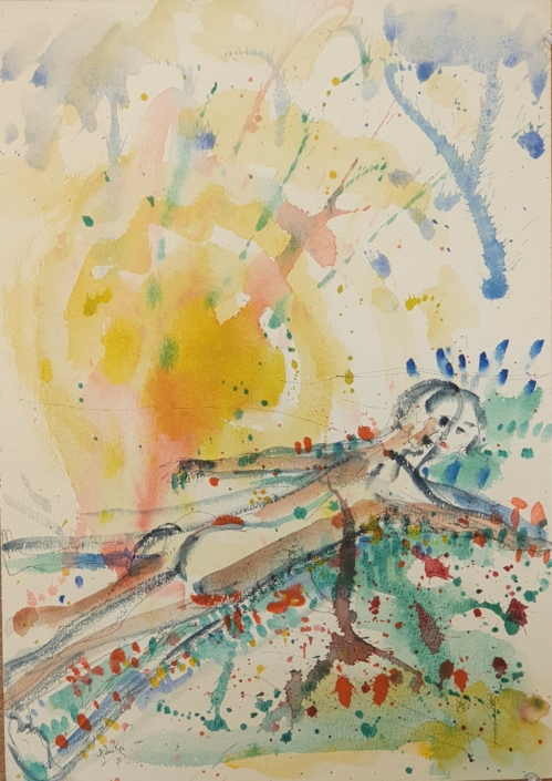 Couple in a field - Water Colors (42x30cm, 1972)