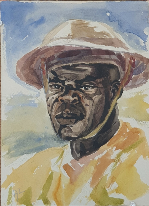 Soldier in the Belgian expeditionary force - Water Colors (25x18cm)