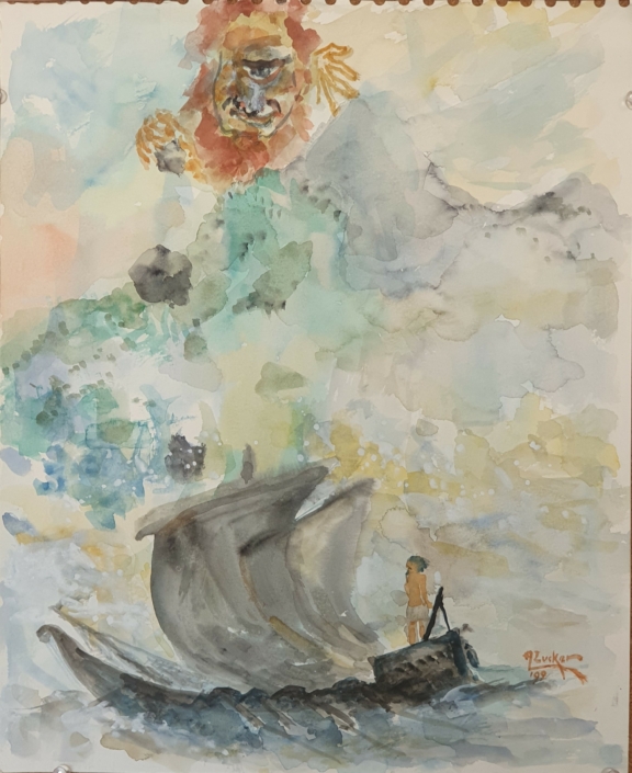 Johna during the storm - Water Colors (40x33cm, 1999)
