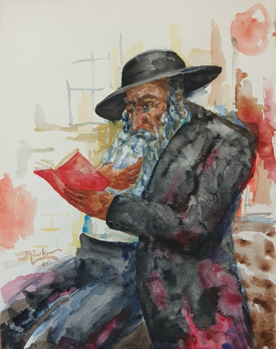 Man reading - Water Colors (45x36cm, 1984)