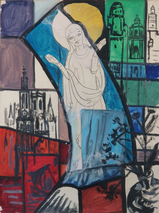 Study for a stained glass panel (unsigned) - Water Colors (50x38cm)