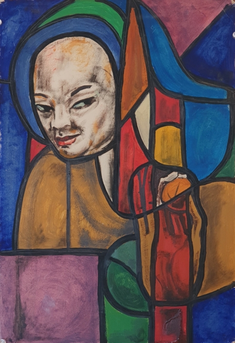 Study for a stained glass panel (unsigned) - Water Colors (40x28cm)