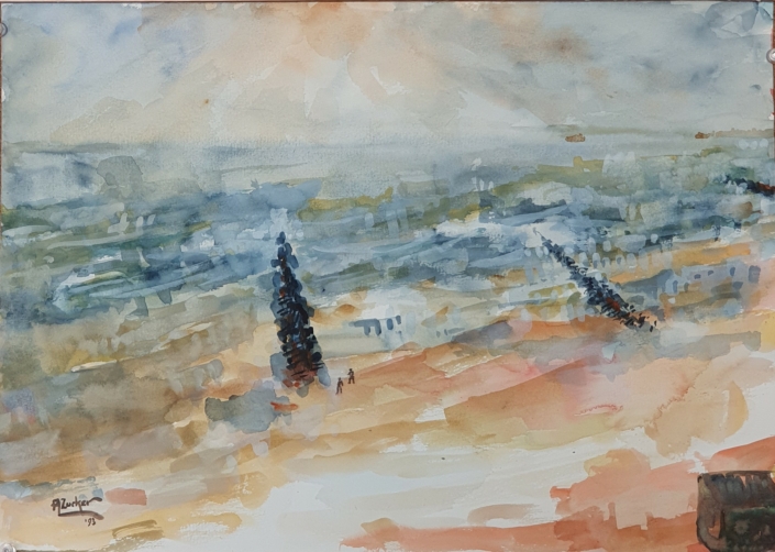 A beach with seawalls - Water Colors (30x42cm, 1993)