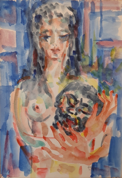 Yael and Sisera - Water Colors (50x35cm, 1975)