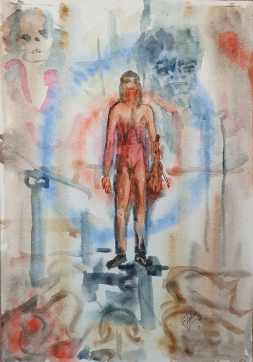 Violinist - Water Colors (50x36cm, 1988)