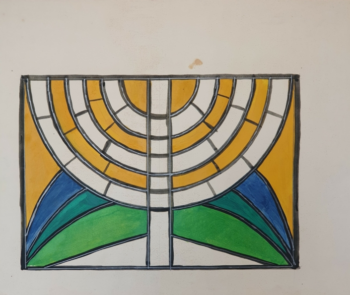 Study for a stained glass panel (unsigned) - Water Colors (37x59cm)