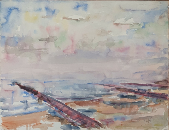 Seawalls at Le Zoute - Water Colors (34x44cm, 1965)