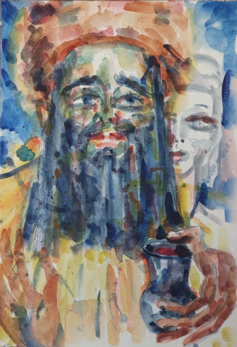 Kidush - Water Colors (50x34cm, 1975)