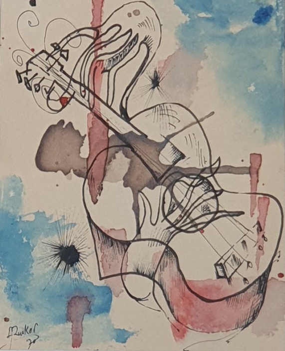 Guitar - Water Colors (15x12cm, 1970)