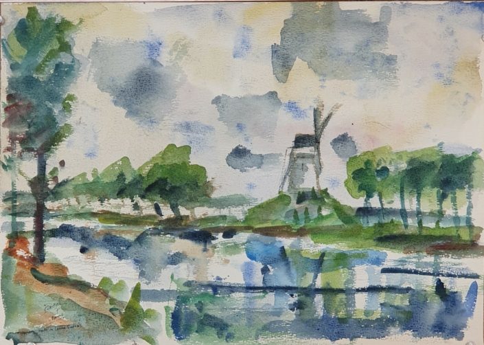 The windmill near Damme - Water Colors (30x42cm, 1971)