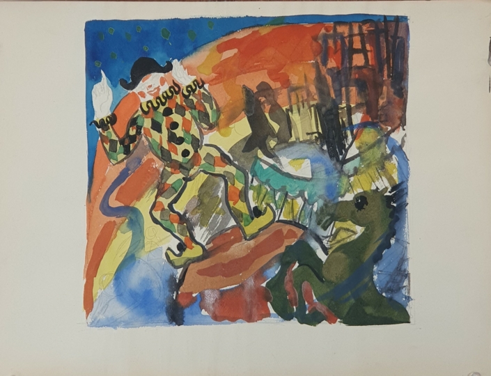 Preliminary design for a glass mosaic table - Water Colors (27x35cm, early '50s)