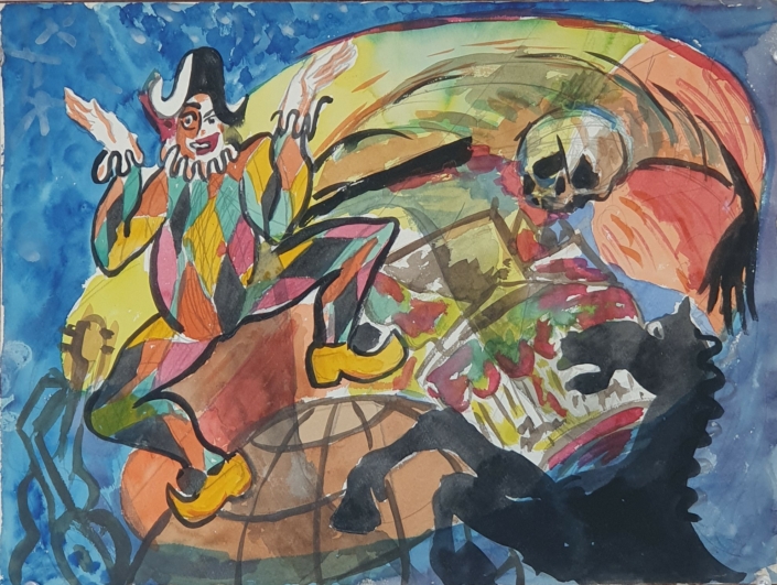 Preliminary design for a glass mosaic table - Water Colors (27x36cm, early '50s)