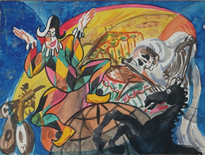 Preliminary design for a glass mosaic table - Water Colors (27x36cm, early '50s)