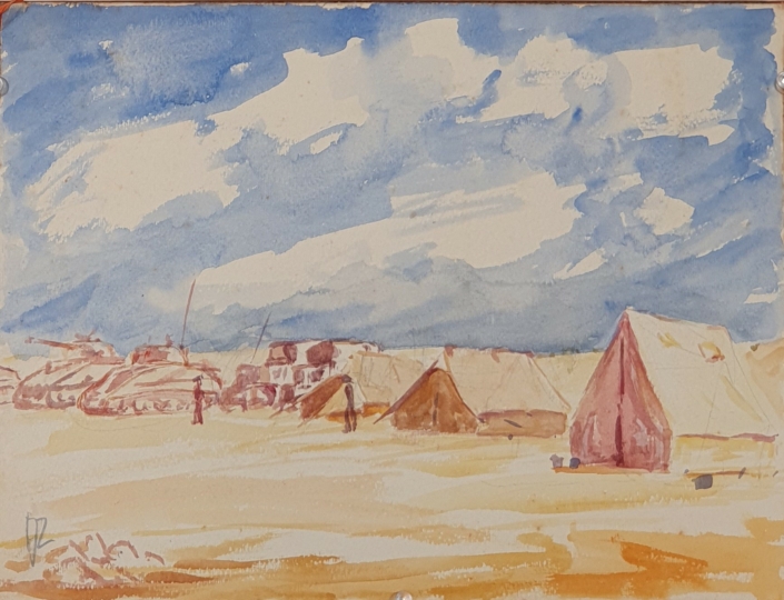 Camping in the desert - Water Colors (27x32cm)