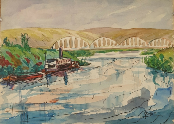 The Bukama bridge (Congo) - Water Colors (27x37cm, early '40s)