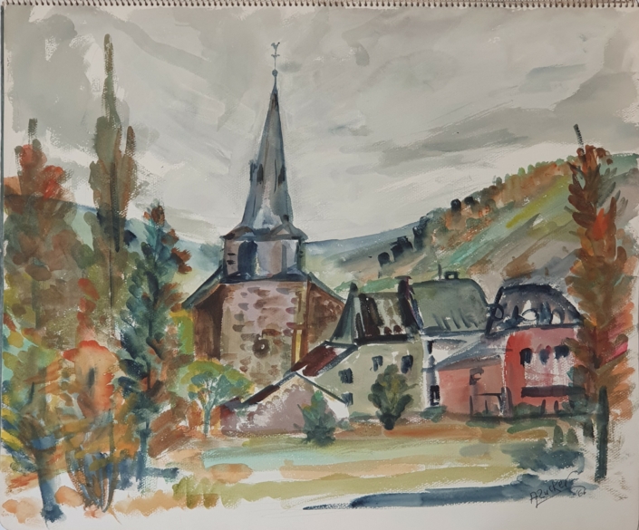 Surroundings of Wepion (Namur) in Belgium - Water Colors (46x55cm, 1966)