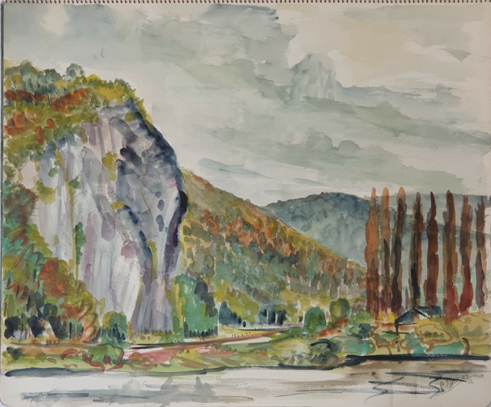 Surroundings of Wepion (Namur) in Belgium - Water Colors (46x55cm, 1966)