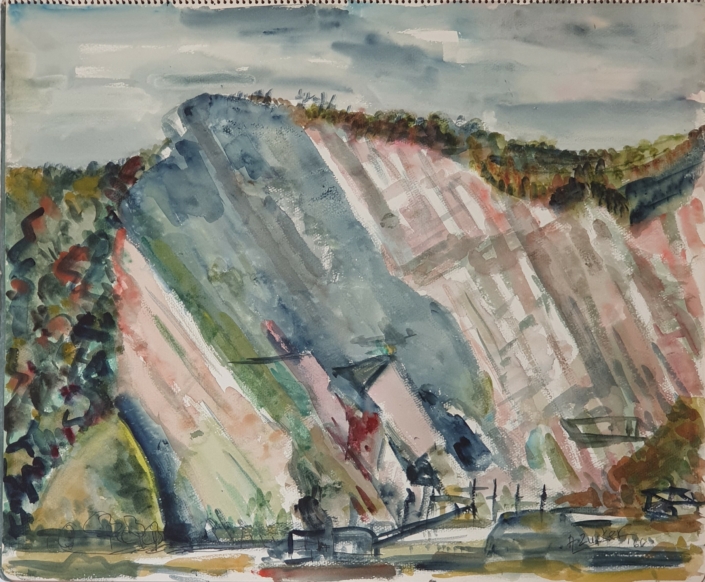 Surroundings of Wepion (Namur) in Belgium - Water Colors (46x55cm, 1966)