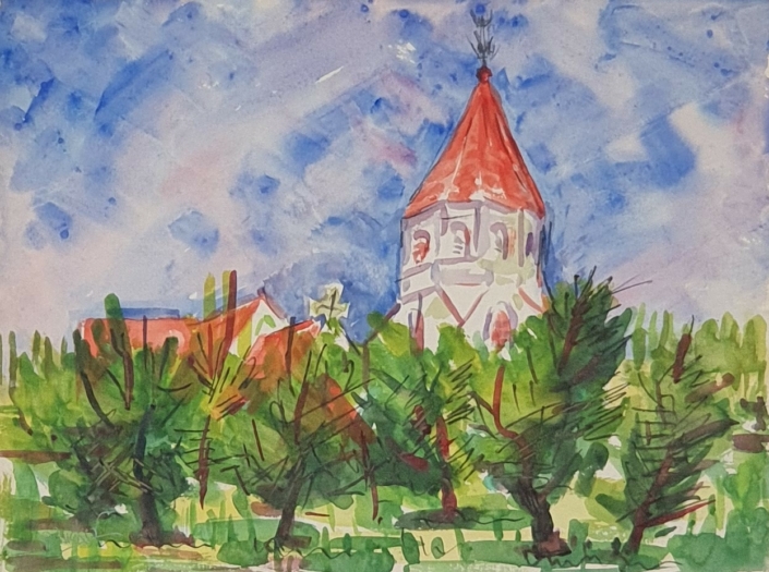 Village Church - Water Colors (27x36cm)