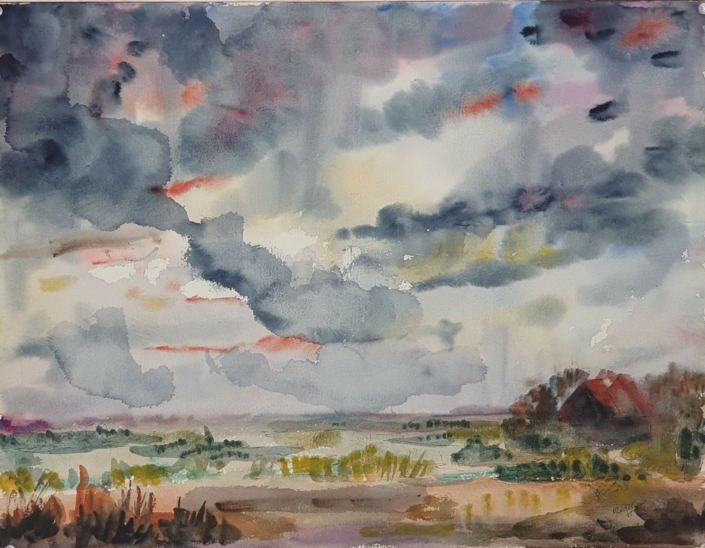 Dunes in Belgium - Water Colors (34x44cm, 1965)