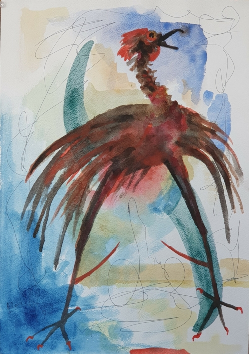Rooster - Water Colors (48x34cm, 1987)