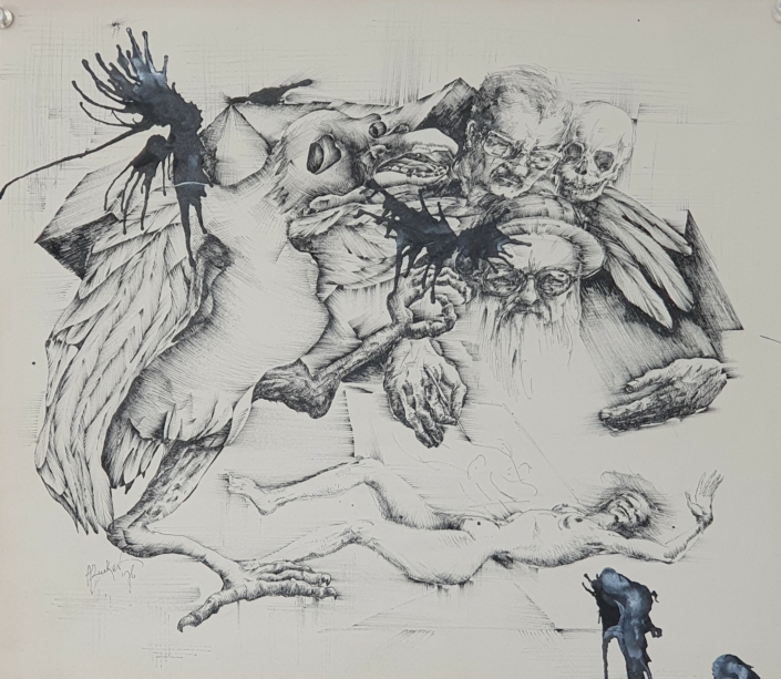 Painting lesson - Black Ink (28x32cm, 1976)