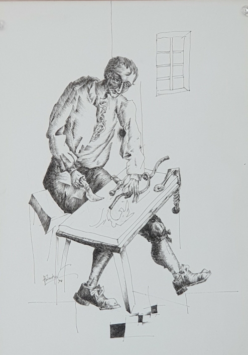 Making Stained Glass - Black Ink (29x21cm, 1990)