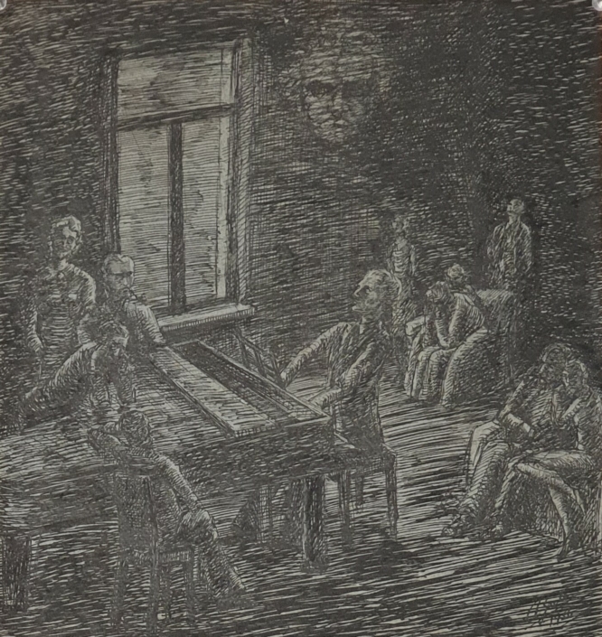 Recital - Black Ink (27x25cm, 1956)