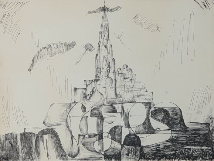 Waiting for Moses to Return (study?) - Black Ink (27x36cm)