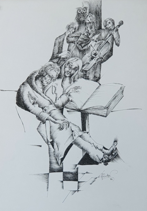 Listening to Music - Black Ink (35x25cm, 1986)