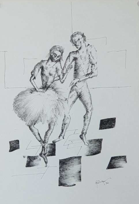 Ballet Dancers - Black Ink (35x25cm, 1994)