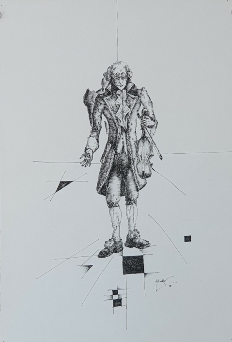 Violinist - Black Ink (34x23cm, 1991)