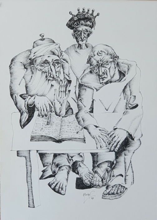 Theological Discussion - Black Ink (34x24cm, 1989)