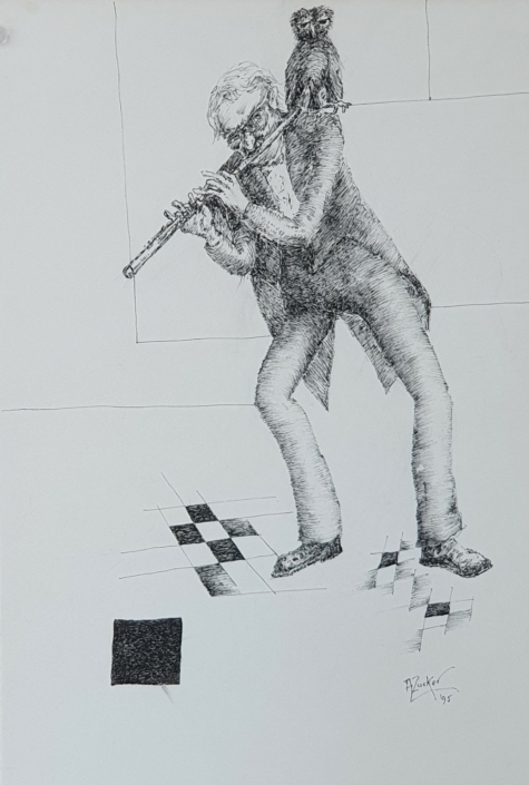 Flutist - Black Ink (34x24cm, 1995)