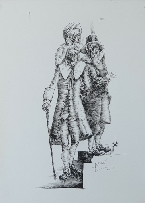 Three Men - Black Ink (34x25cm, 1988)