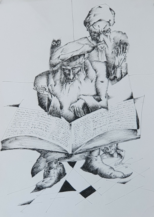 Wise Old Men - Black Ink (35x25cm, 1992)