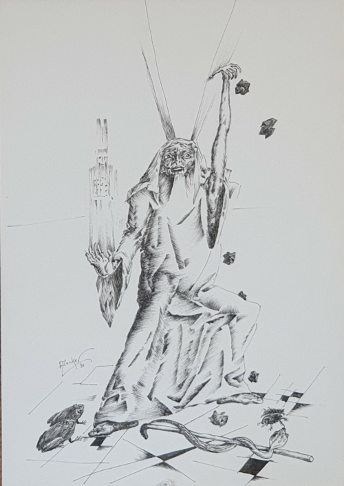 Moses and the plages of Egypt - Black Ink (30x21cm, 1991)